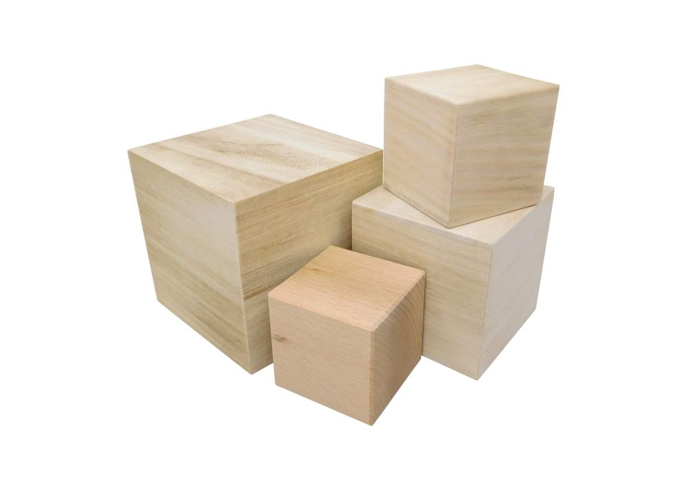 Wood cubes, size 5+6+8 cm, 3 pc/ 1 pack