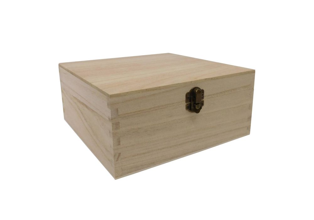 20cm X Medium Square Wooden Box, Beautiful Wooden Boxes Uk
