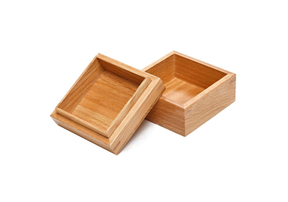 9cm Square Solid Oak Box with Lift-off Lid