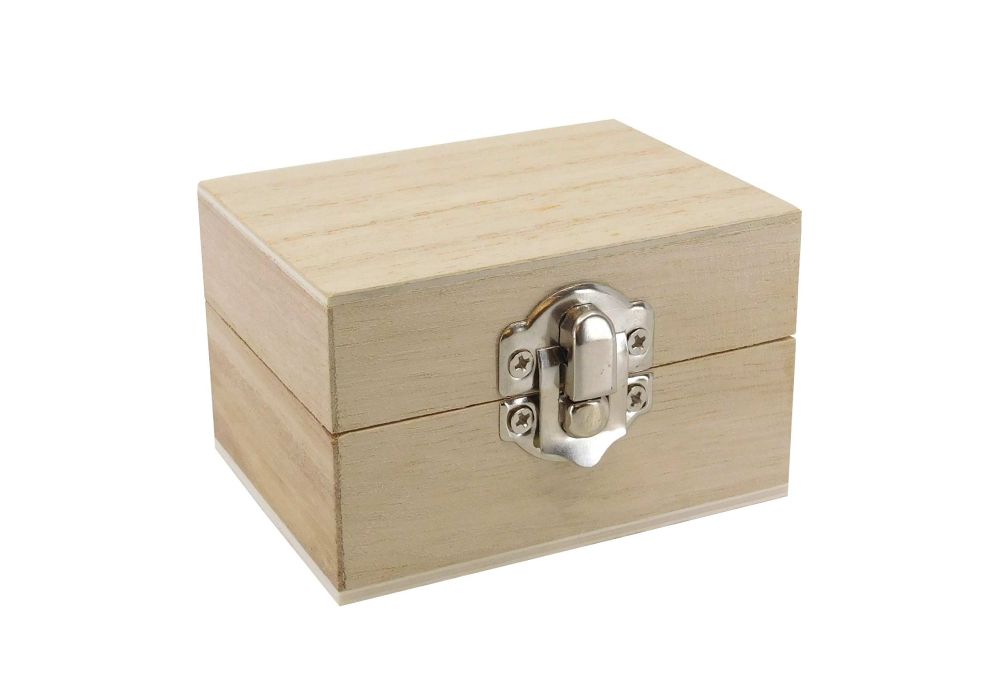 8cm Deep Rectangular Wooden Box with Silver Clasp WBM6001 The Wooden Box Mill