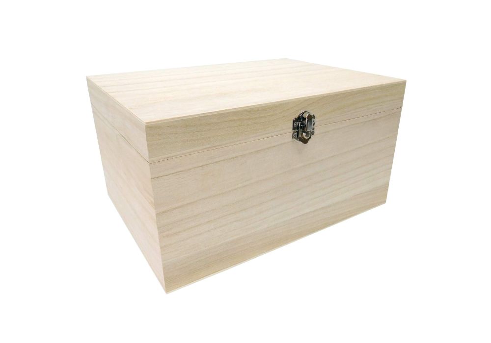 Large wooden shop box with clasp