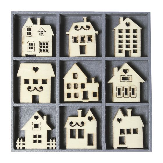 Set of 45 Wooden HOUSE THEMED Laser Cut Shapes (3cm)
