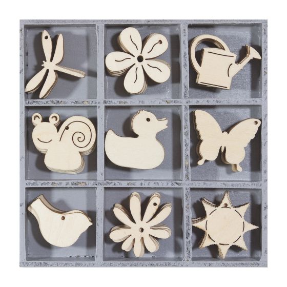 Set of 45 Wooden GARDEN / BUG THEMED Laser Cut Shapes (3cm)