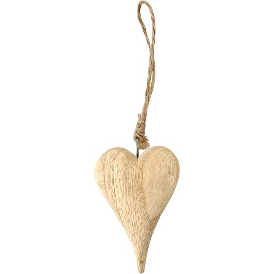 12cm 3D Solid Chubby Wooden Heart with Jute String for Hanging