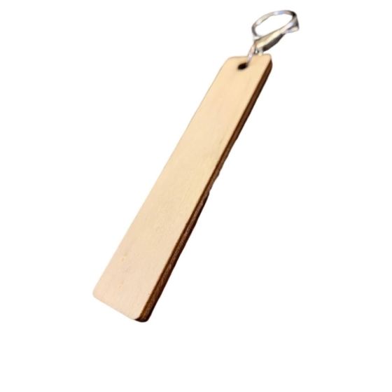 Long Thin Rectangular Wooden Keyring - Birch Ply