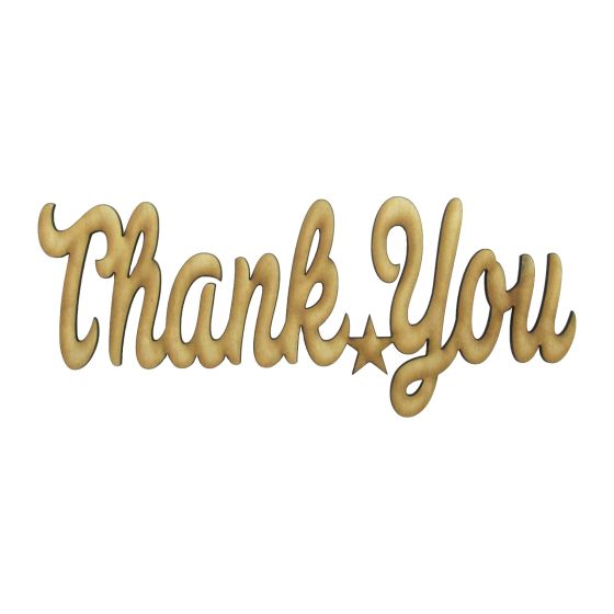 Wooden 'Thank You' Laser Cut Lettering/Wording/Topper - 18cm x 7cm