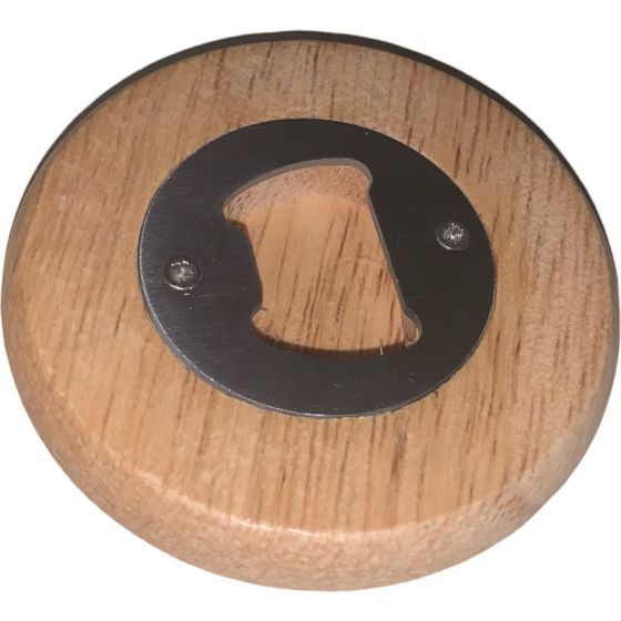 Round Beech Wood Bottle Opener with Curved Edging