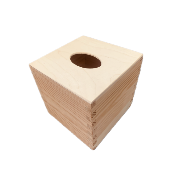Luxury Solid Pine Wooden Cube Tissue Box with OVAL Slot