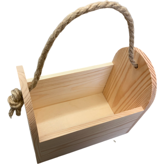 Solid Pine 20cm Crate / Caddy with Rope Handle (open-top)