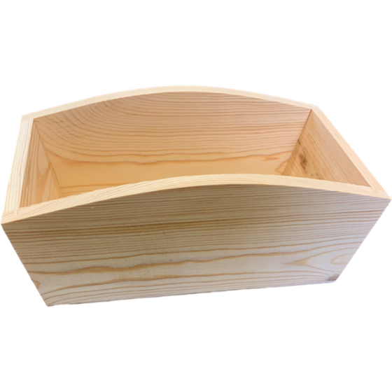 Solid Pine 24.5cm Rectangular Storage Box / Crate / Caddy with Curved Sides (open-top)