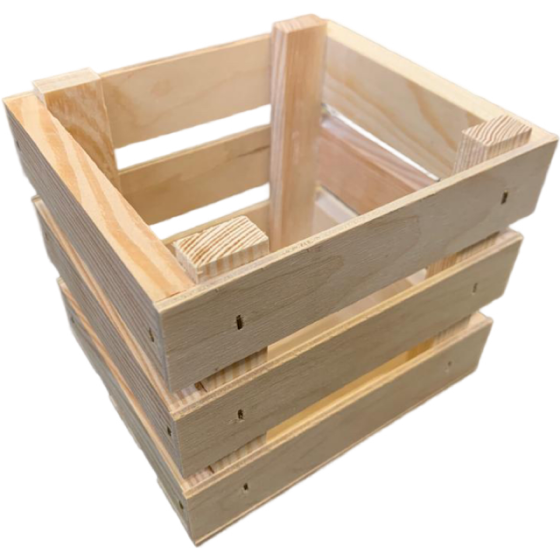 14cm Rectangular Pine Slatted Crate