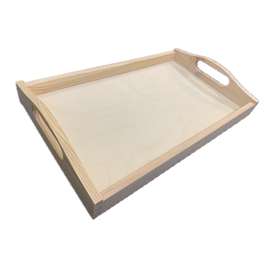 Seconds Quality - 40cm Wooden Tray with Curved Sides & Cut Out Handles  (DPLTD714S-40)