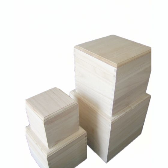 Set of 4 Stacking Wooden Cube Boxes with Removable Lids - WBM0020-WBM0023
