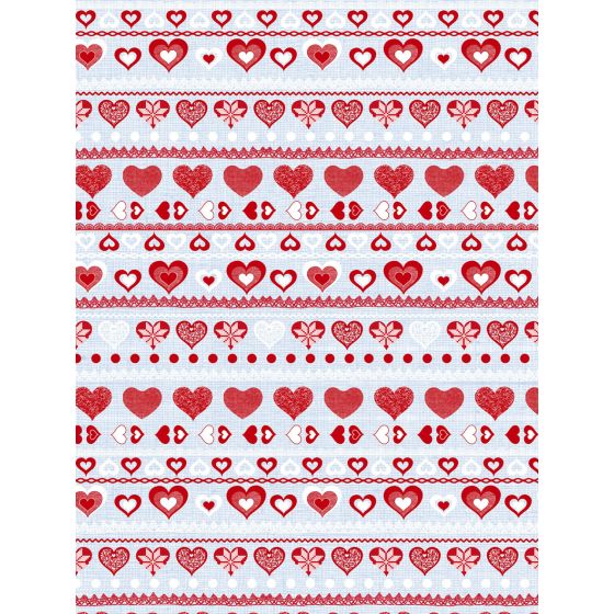 Decopatch Paper C 613 - Red and White Heart Design - 3 sheets
