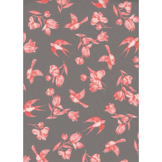 Decopatch Paper C 649 - Pink and White Birds on a Grey Background - 3 sheets