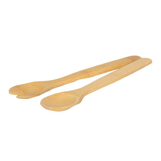 Set of 2 Bamboo Serving Utensils 30cm - Spoon and Fork (end of line)