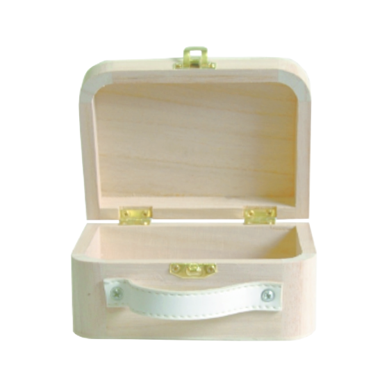 Small Wooden Suitcase Gift Box with White Handle