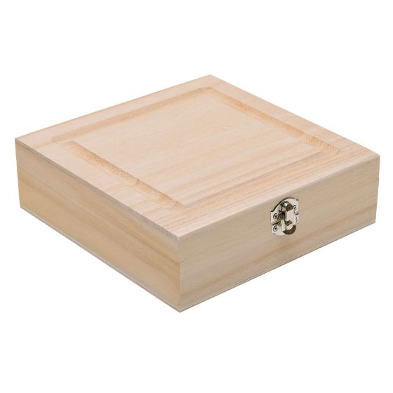 20cm Square Box with Groove Detail on Lid - WBM1616