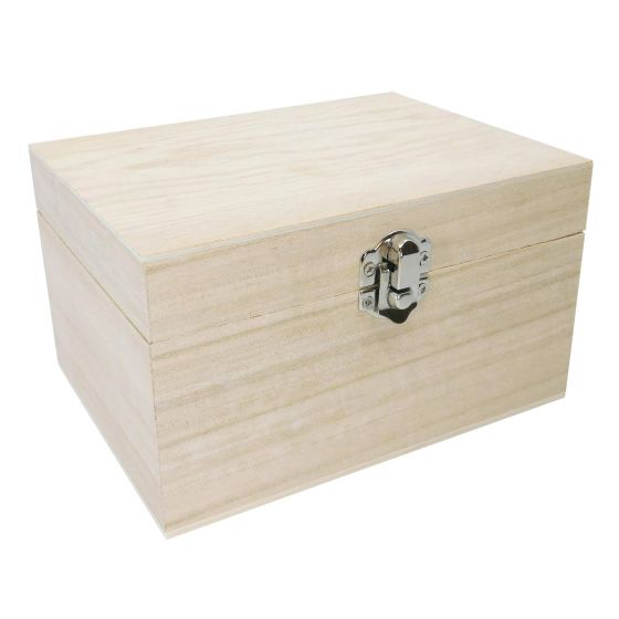 Offershop A4 Size Rectangular Wooden Storage Box Traditional Box with Lid and Lock Wooden A4 Storage Box 