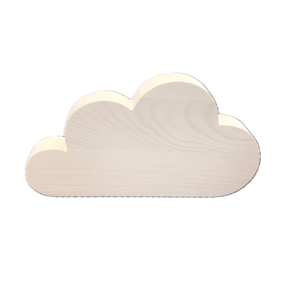 22cm Whitewashed Freestanding SOLID Wooden Cloud Plaque