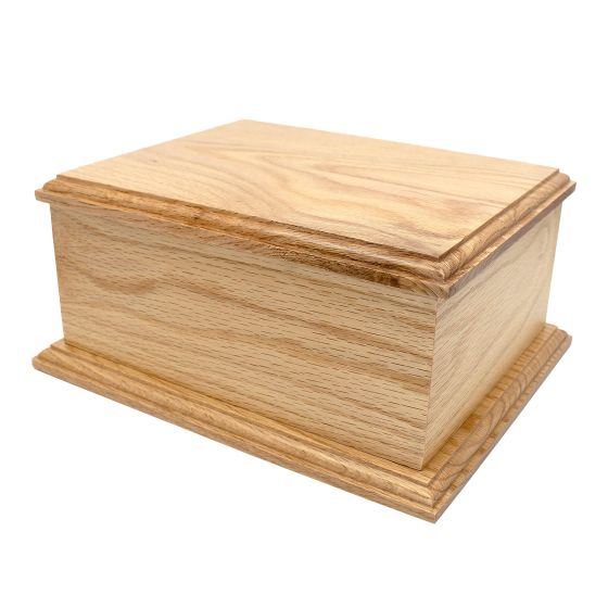 27cm Deluxe Solid Oak Wood Rectangular Urn - WBM9045