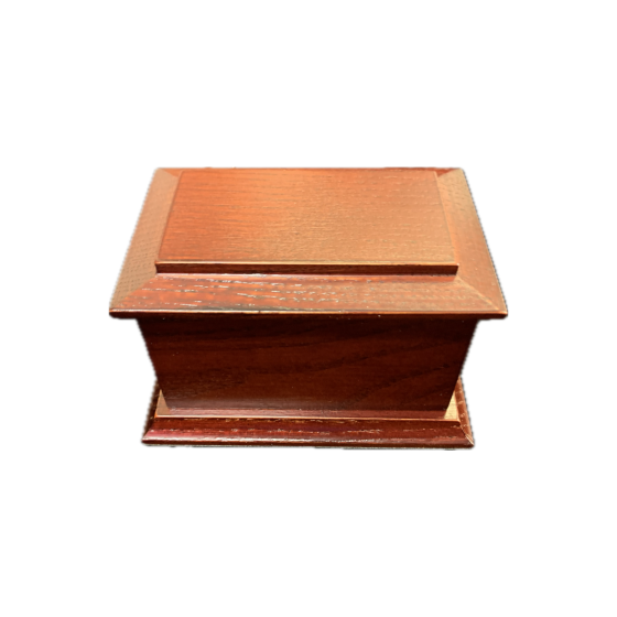 13cm Mahogany Stained Solid Ash Wooden Urn / Casket - XS