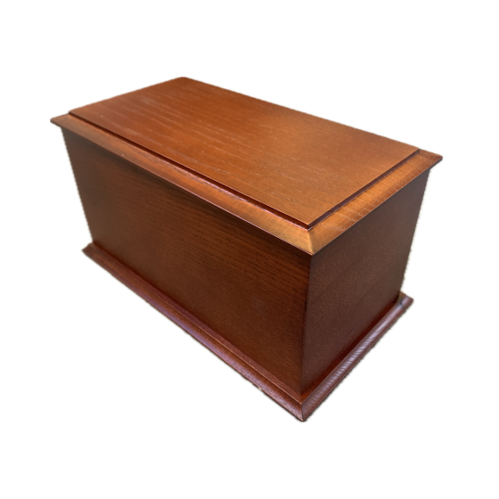 29cm Mahogany Stained Solid Ash Wooden Urn / Casket - 4XL