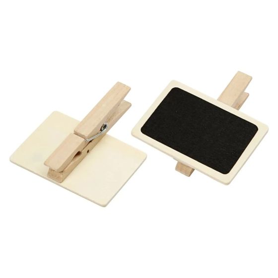 6 Small 6.5cm Blackboards with Peg Clip 