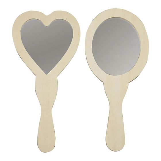 Pair of Wooden Hand Mirrors 