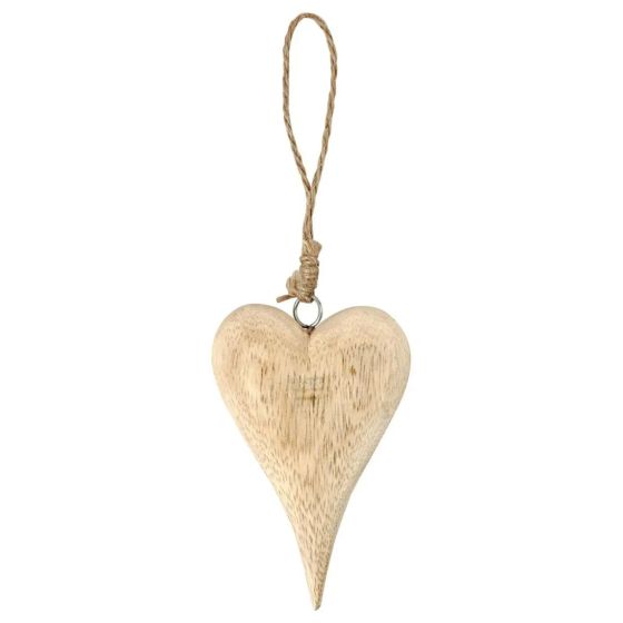 9.5cm 3D Solid Chubby Wooden Heart with Jute String for Hanging