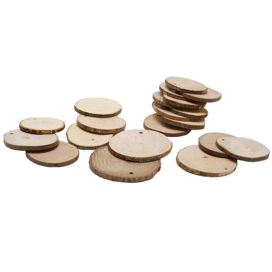 Round  Natural Wood Slices / Discs with drilled hole
