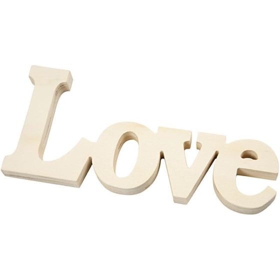 Chunky freestanding joined wooden word - LOVE