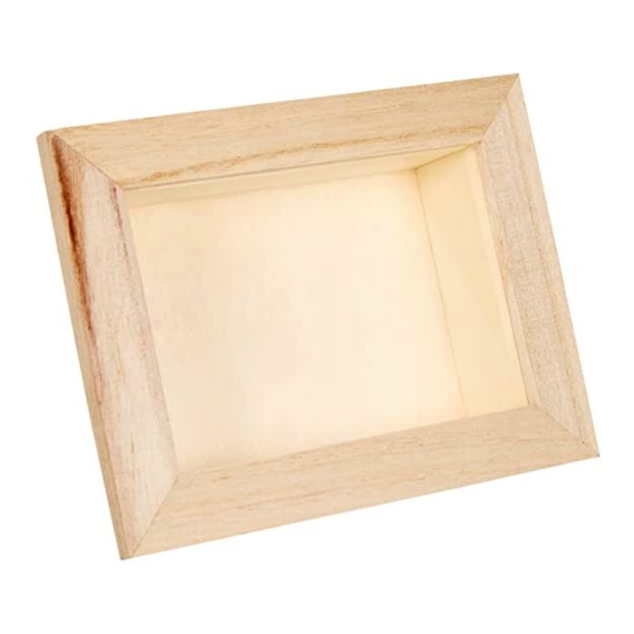 Rectangular Wooden 3 D Deep Shadow Box Frame with Removable Perspex 8 x 12 x 3.4cm