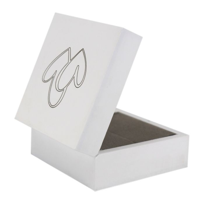 Luxury White Painted Square Wooden Double Ring or Earring Box with Felt Lining The Wooden Box Mill