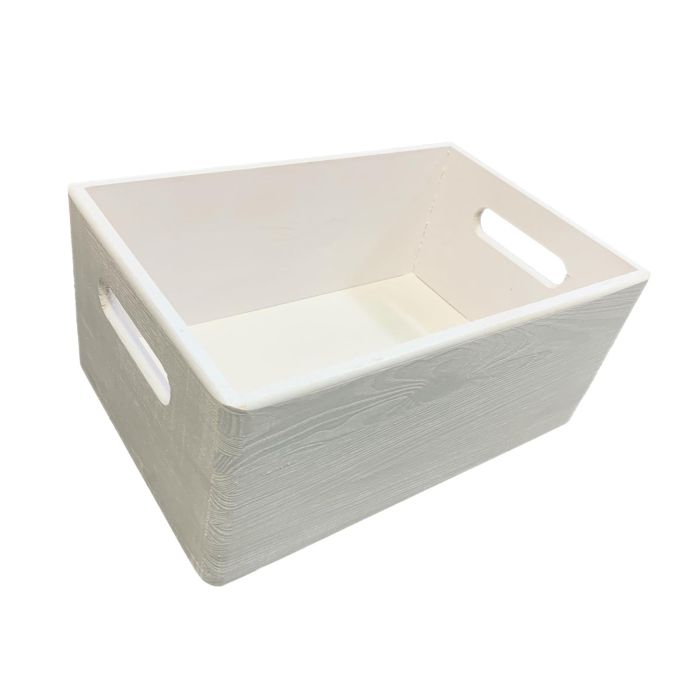 White Painted 30cm Pine Wooden Crate, White Wooden Crate Box With Lid