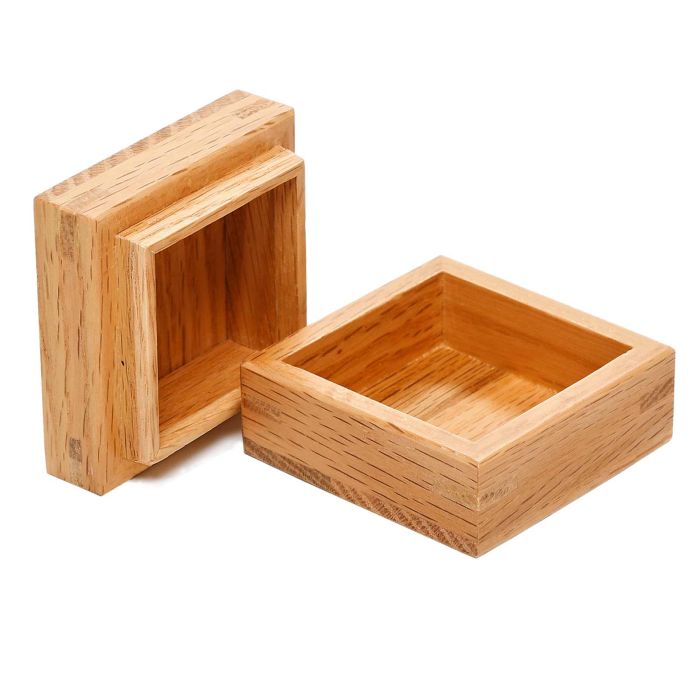 6cm Square Solid Oak Box with Lift-off Lid