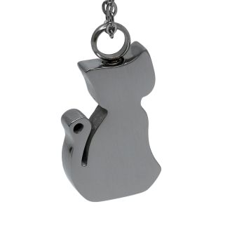 Cat Shaped Silver-Coloured Stainless Steel Cremation Ashes Memorial Jewellery Necklace Urn