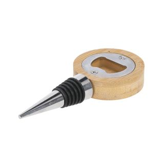 Round Bamboo 2-in1 Wine Stopper and Bottle Opener