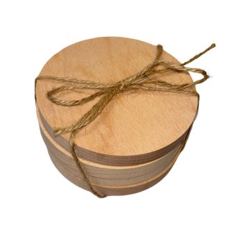 Set of 4 Solid Beech Wood Plain Round Coasters / Drinks Mats Pack - Unvarnished