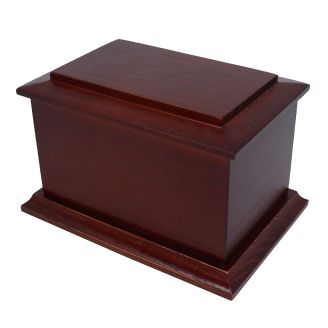 13cm Mahogany Stained Solid Ash Wooden Urn / Casket - XS