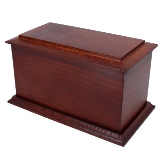 18cm Mahogany Stained Solid Ash Wooden Urn / Casket - Medium