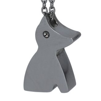 Dog Shaped Silver-Coloured Stainless Steel Cremation Ashes Memorial Jewellery Necklace Urn