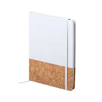 White Faux Leather & Cork A5 Notebook 