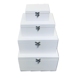 LUXURY White Painted Solid Wooden Deep Rectangular Boxes - CHOOSE SIZE