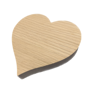 14.5cm Solid Natural OAK Wood Heart Plaque - Freestanding (on side)