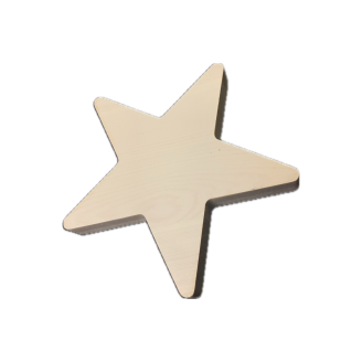 17cm Whitewashed Freestanding SOLID Wooden Star Plaque