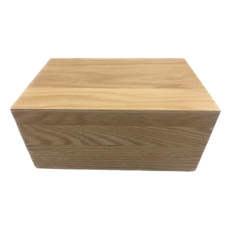 24cm Rectangular Varnished Solid Oak Wooden Box with Lift-off Lid