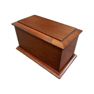 18cm Mahogany Stained Solid Ash Wooden Urn / Casket - Medium