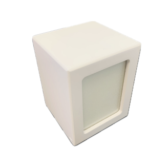 Luxury White Painted 16cm Solid Wooden Cuboid Urn / Casket with Front Photo Space