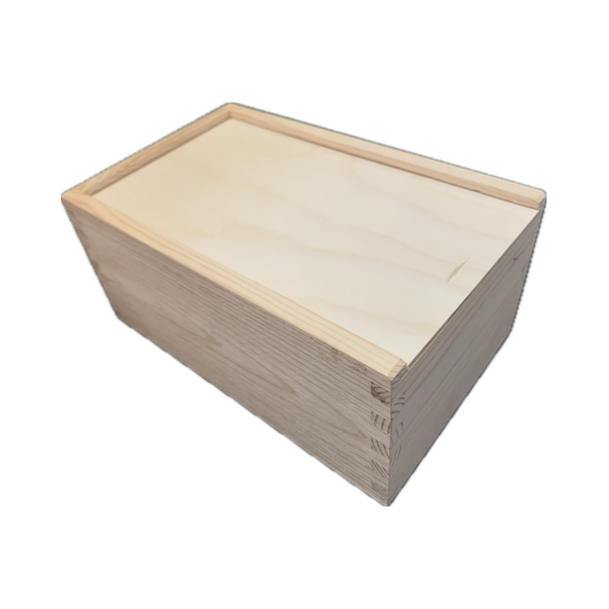 24cm Solid Pine Wooden Deep Rectangular Box with Sliding Lid - Display Packaging or Gift